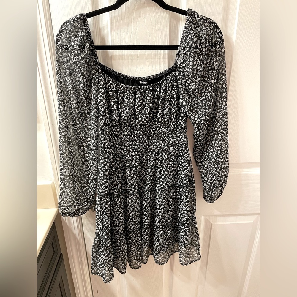 Trixxi florar black mini dress